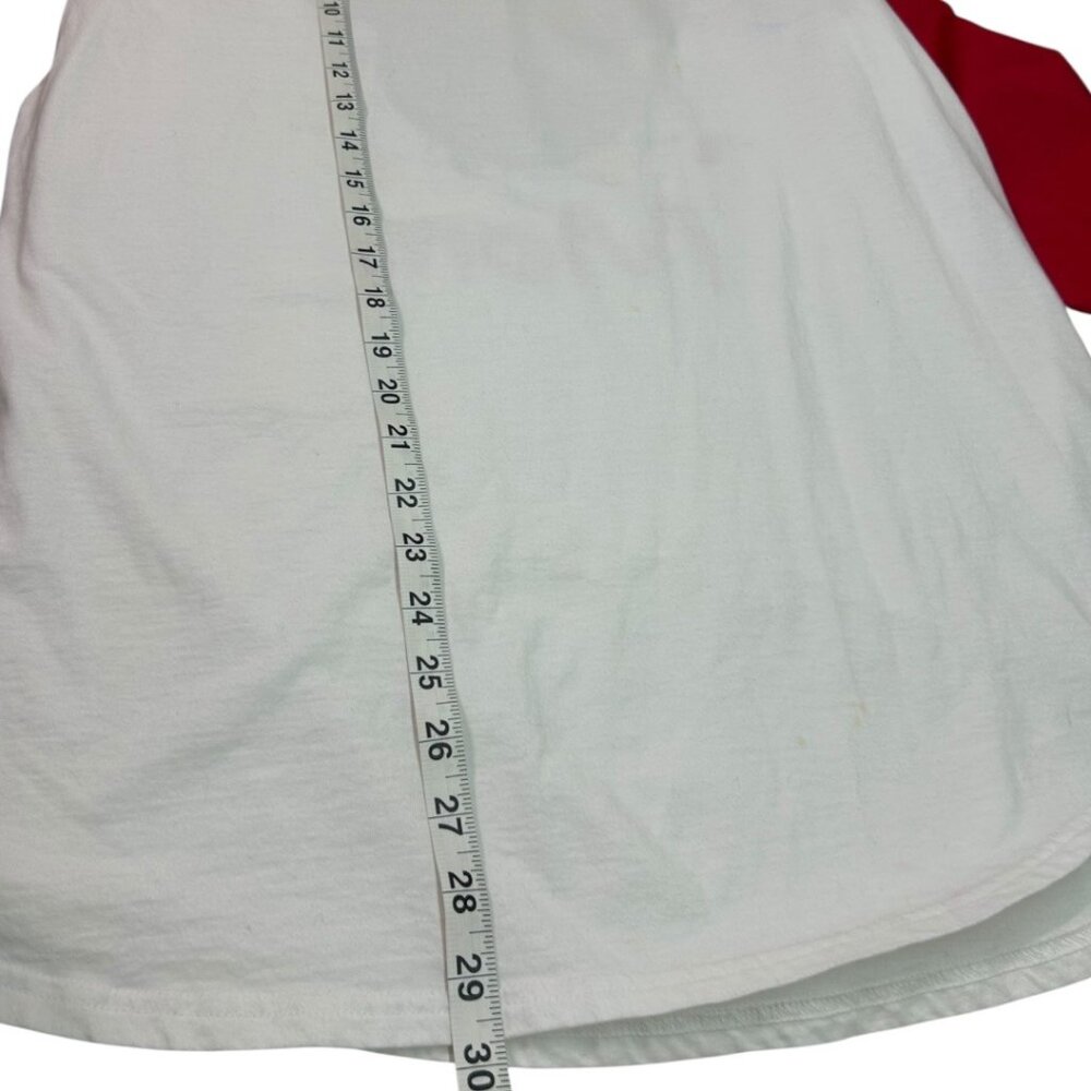Sport-Tek Minnie Mouse Christmas Lights Mom Red & White Raglan T-Shirt - Size La - Picture 5 of 9